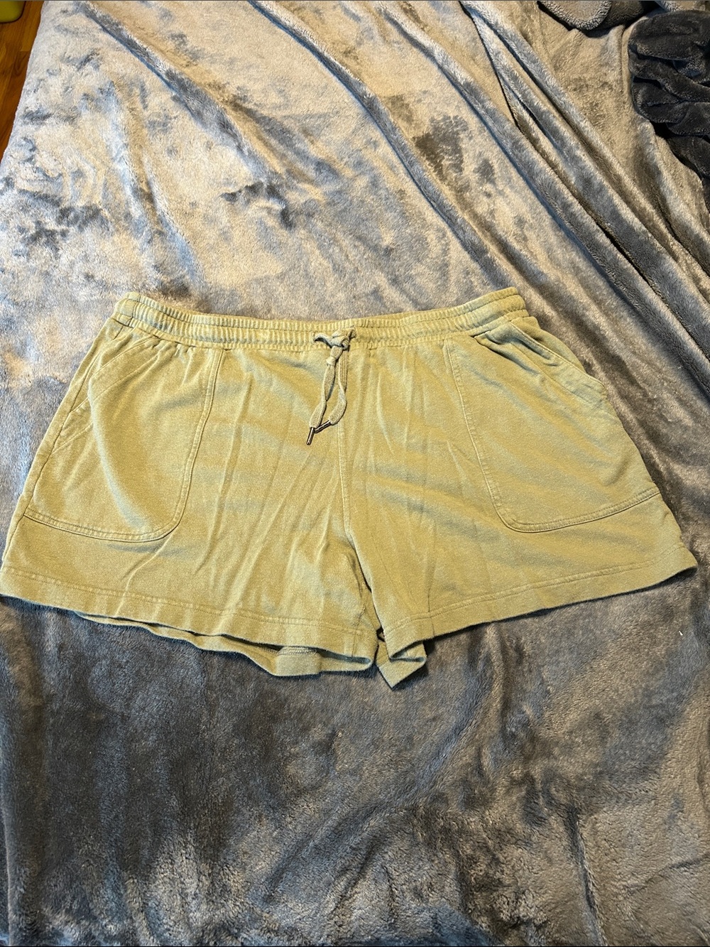 Terra & Sky Olive Green Terry Drawstring Shorts 1X